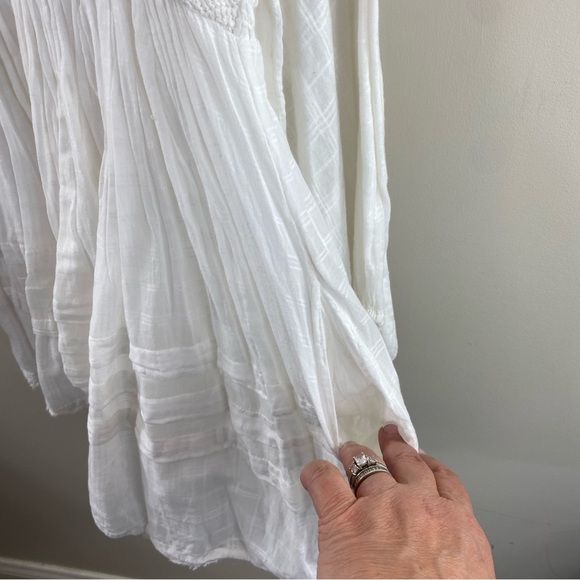 Free People Ari Mini Ivory 100% Cotton Gauze Cottage Boho Mini Dress Sz XS - Picture 7 of 13